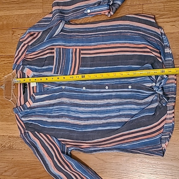 ZAC & RACHEL WOMEN'S LONG SLEEVE BLUE STRIPED FRONT BUTTON SHIRT SIZE MEDIUM - Picture 13 of 16